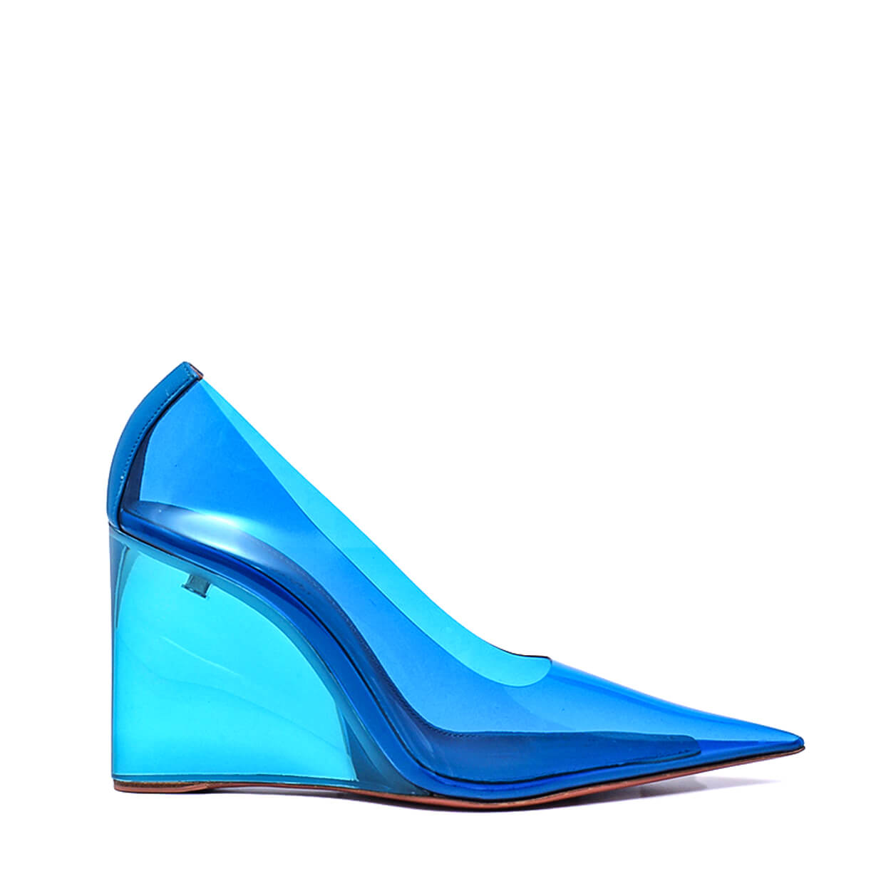 Amina Muaddi - Blue Pvc Ane Wedge Glass Pumps 38.5